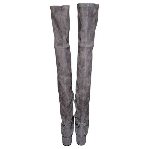 Tory Burch Laila Light Gray Suede Stretch Over-the-Knee Boots Womens 6 - Picture 4 of 11